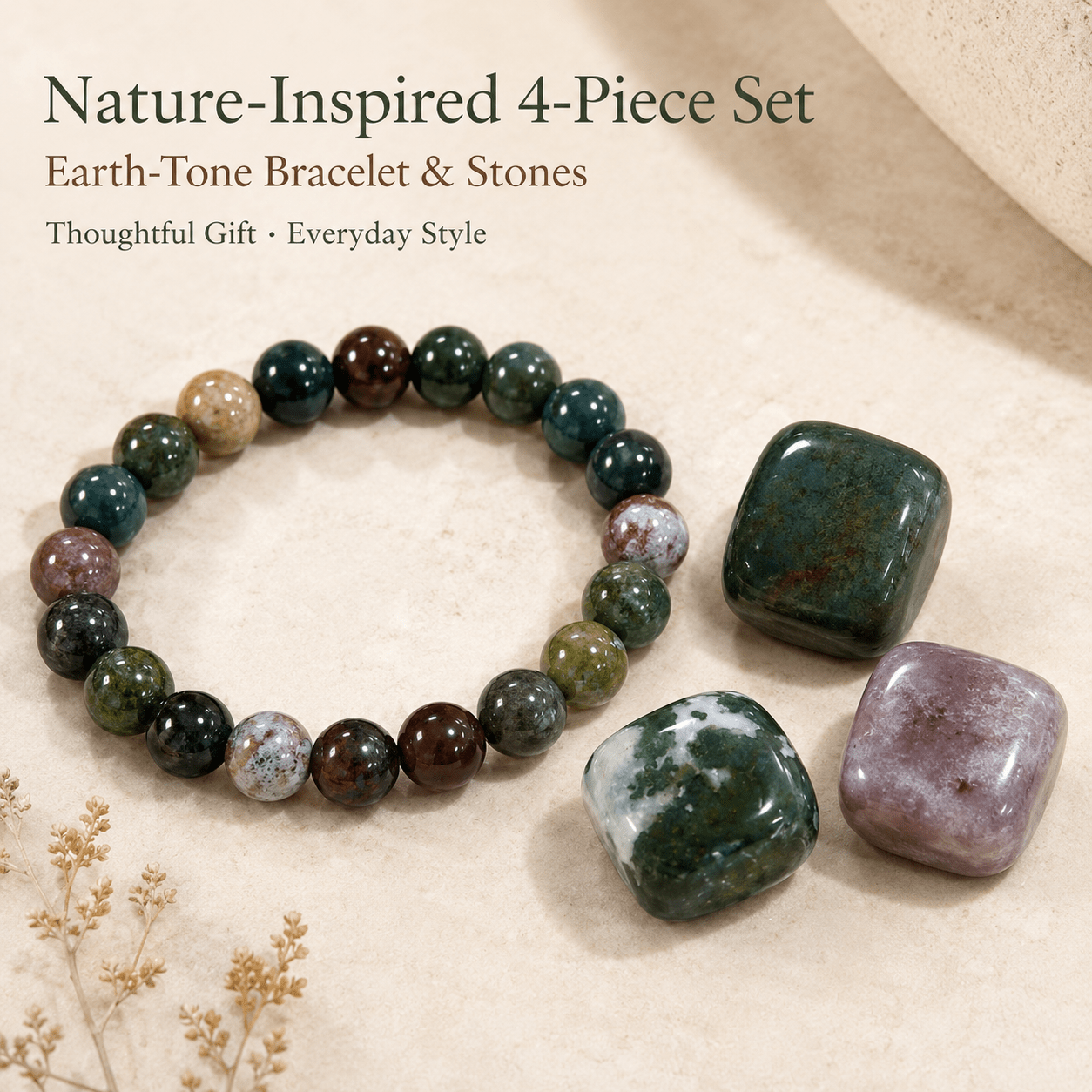 4pc Multicolor Elastic Bead Bracelet Set